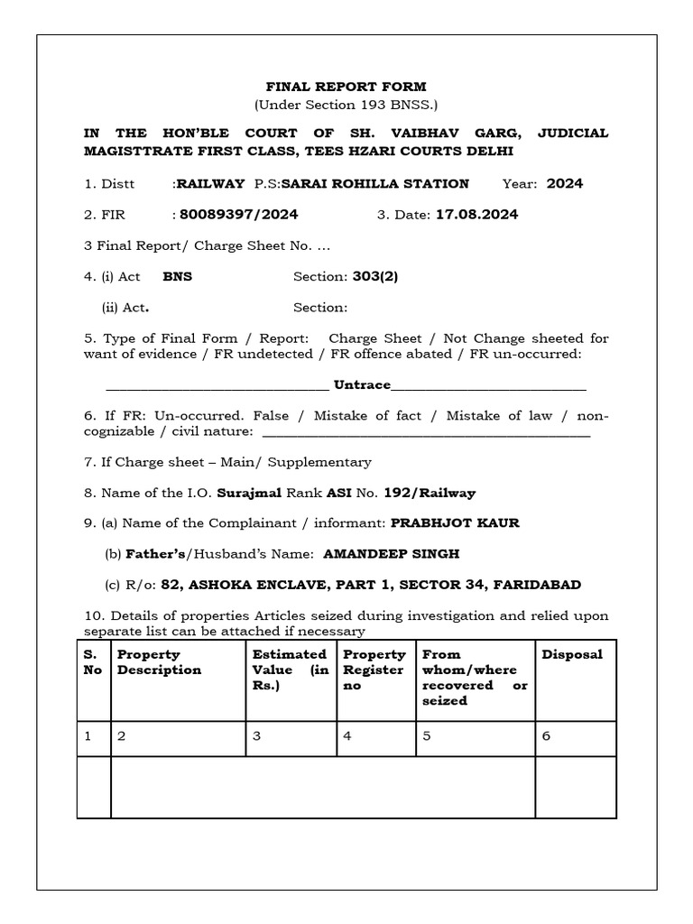 In The Hon'Ble Court of Sh. Vaibhav Garg, Judicial: 3 Final Report ...
