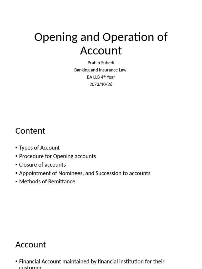 Bank Account Opening and Operation Guide | PDF | Transaction Account ...