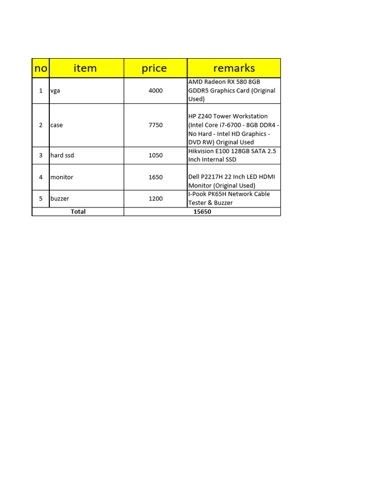 Used Computer Hardware Price List | PDF