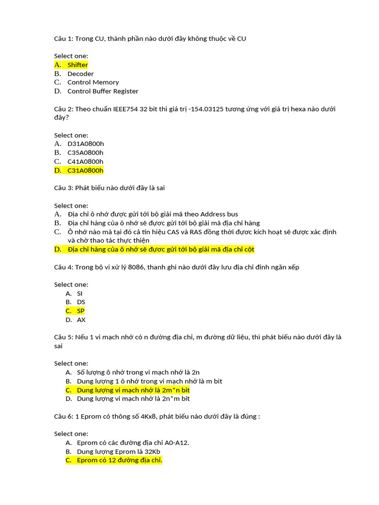 đề KTMT 3 | PDF