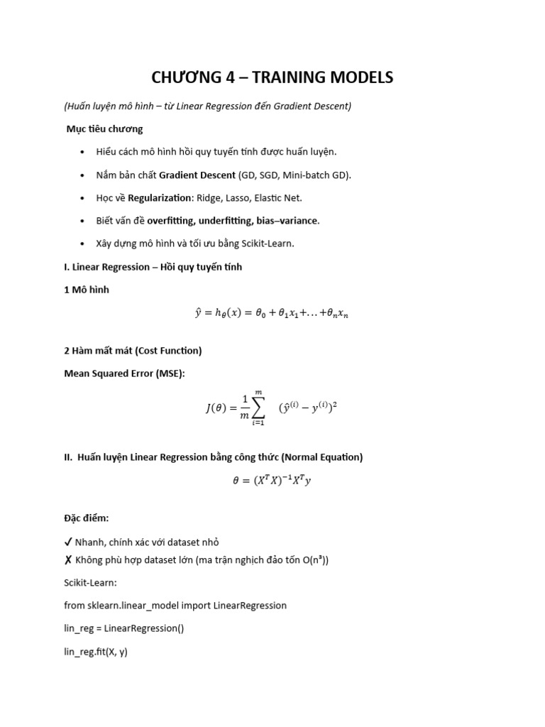 Chương 4 - Training Models | PDF