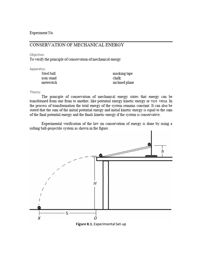 Conservation of Mechanical Energy Experiment | PDF | Potential Energy ...