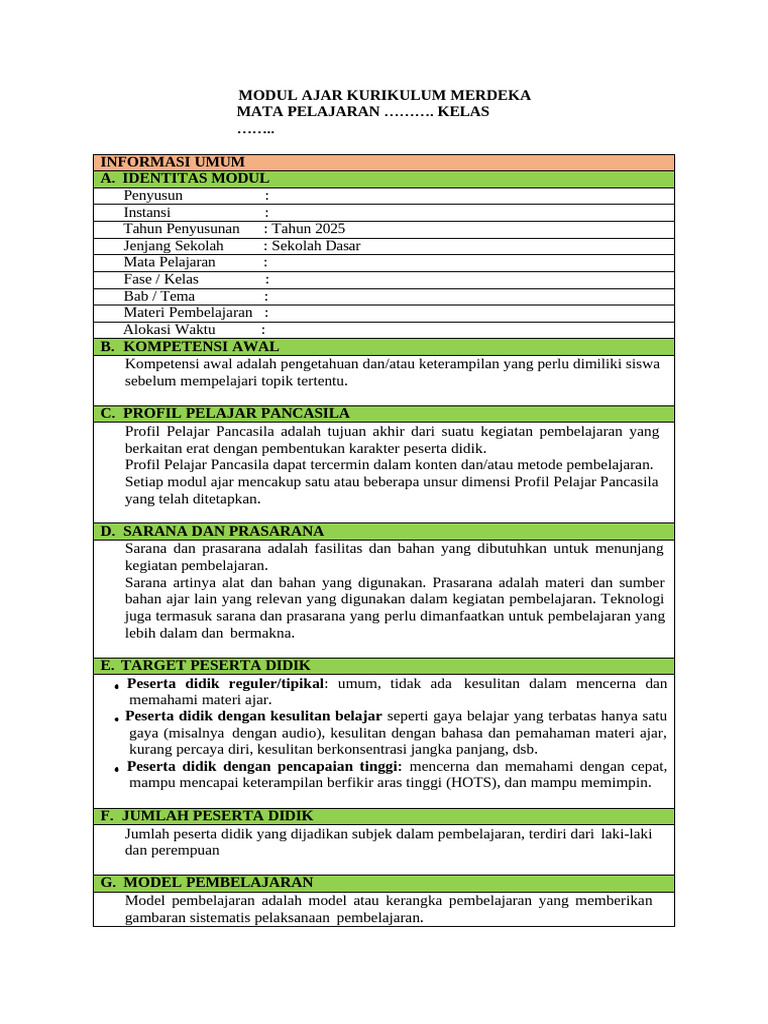 Modul Ajar Kurikulum Merdeka SD | PDF