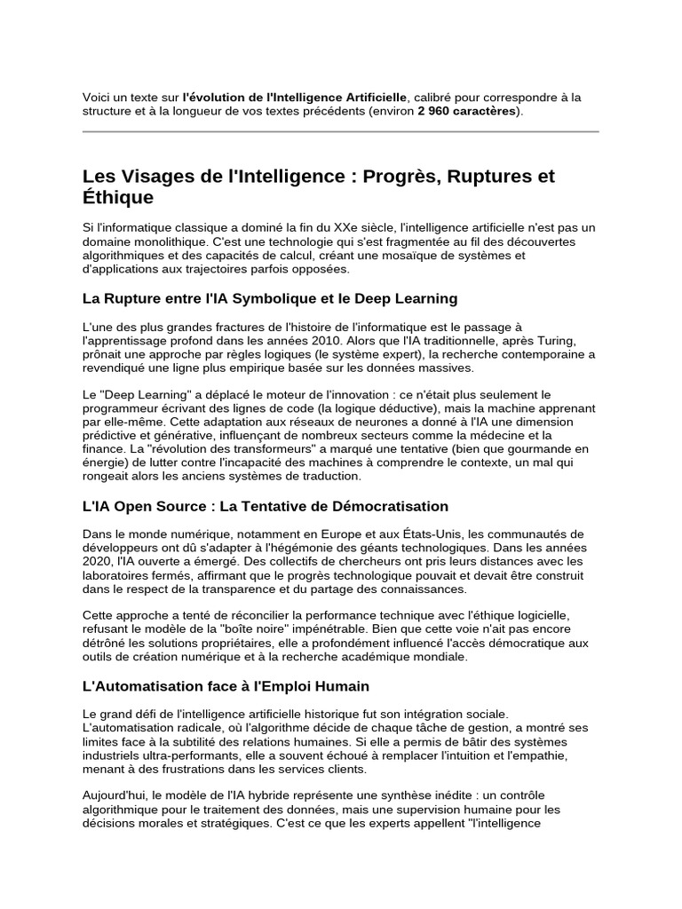 Évolution de l'Intelligence Artificielle | PDF | Intelligence ...