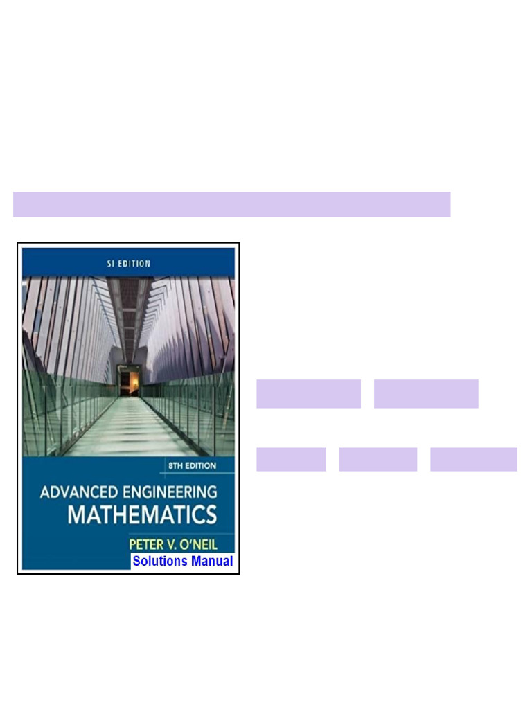 Advanced Engineering Mathematics SI Edition 8th Edition ONeil Solutions ...