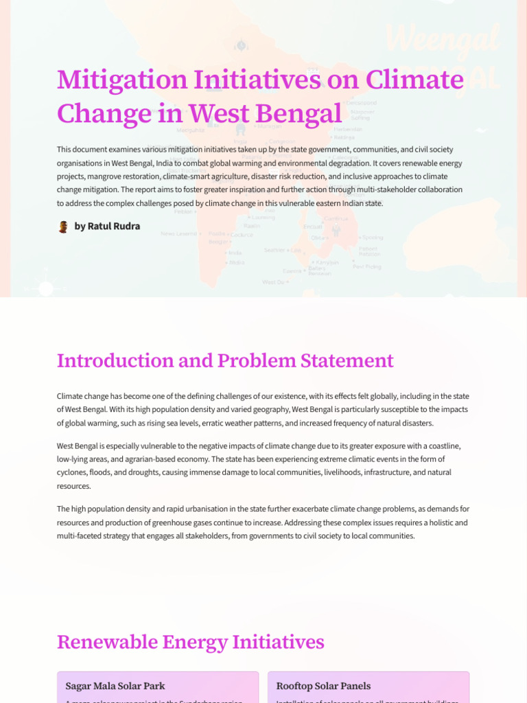 Climate Change Mitigation in West Bengal | PDF | Climate Resilience ...