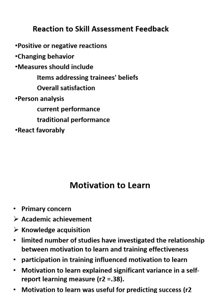 Reaction to Skill Assessment Feedback(1) | PDF