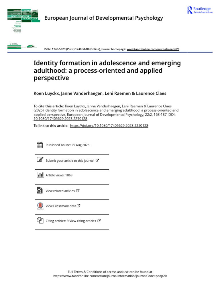 Identity Formation in Youth: A Process Model | PDF | Identity (Social ...