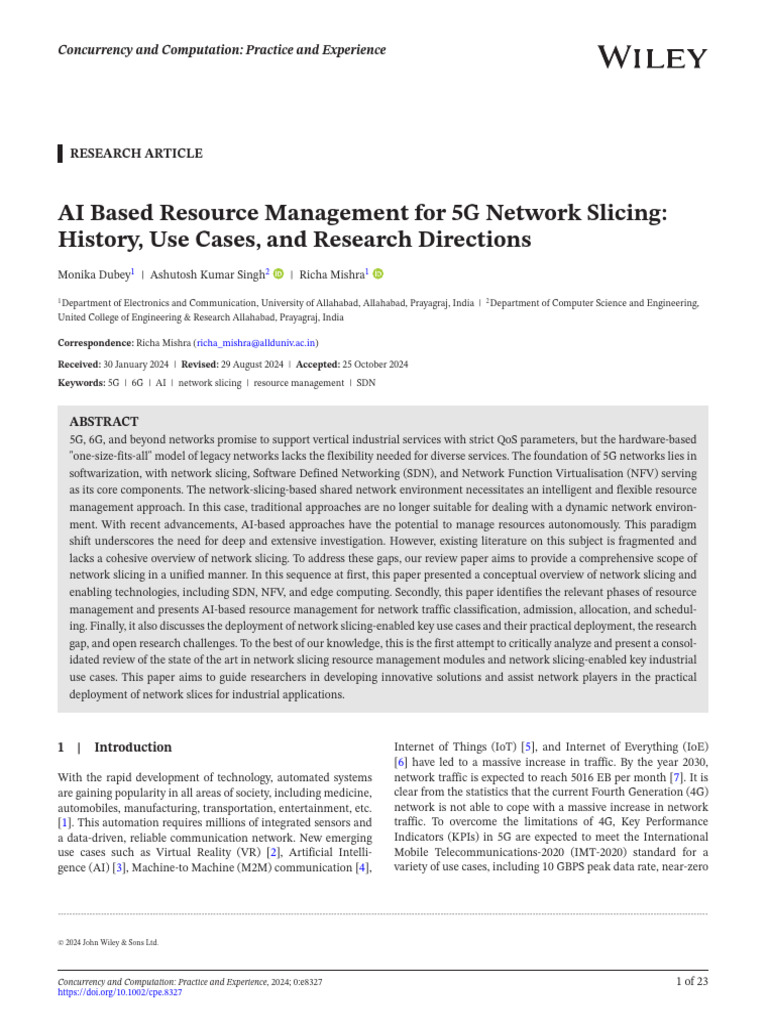 AI Resource Management in 5G Network Slicing | PDF | Computer Network ...