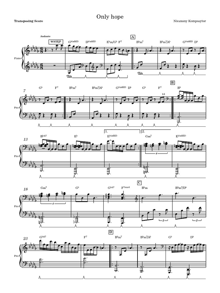 Only Hope Piano Transcription | PDF