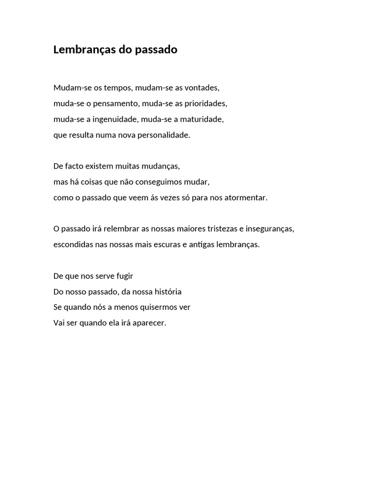 Reflexões sobre o Passado e Mudanças | PDF