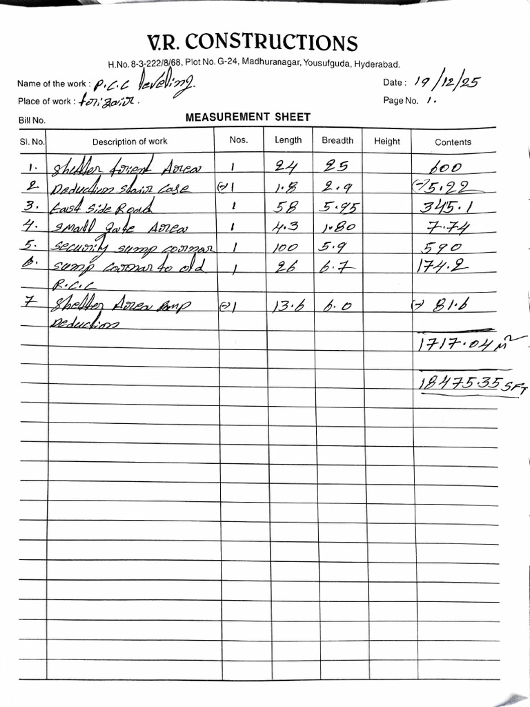 Measurement Sheet for iC Project | PDF