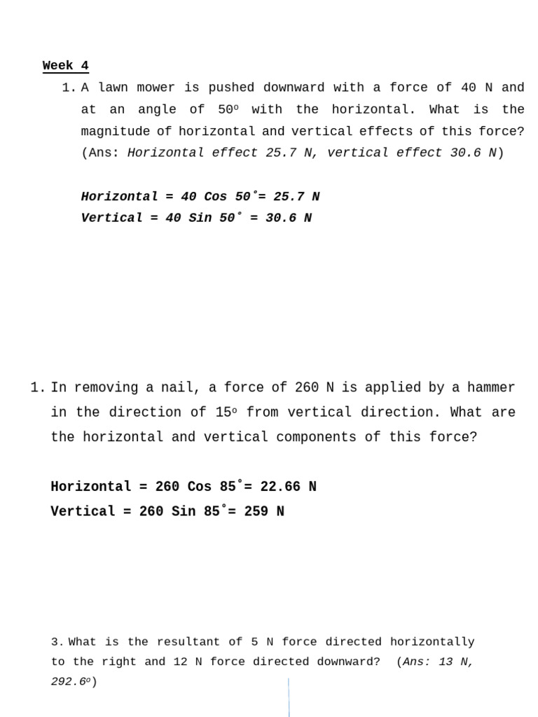 Force and Motion Calculations | PDF | Force | Mass