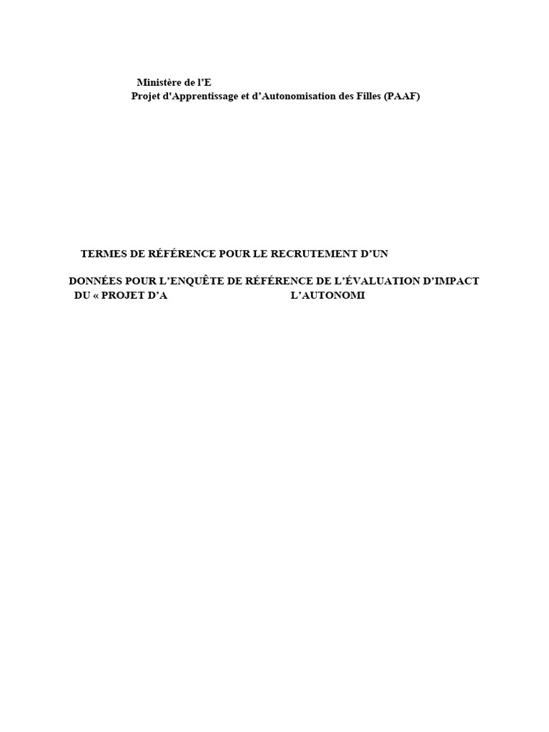 Recrutement Consultant pour Évaluation PAAF RDC | PDF | Détective privé ...