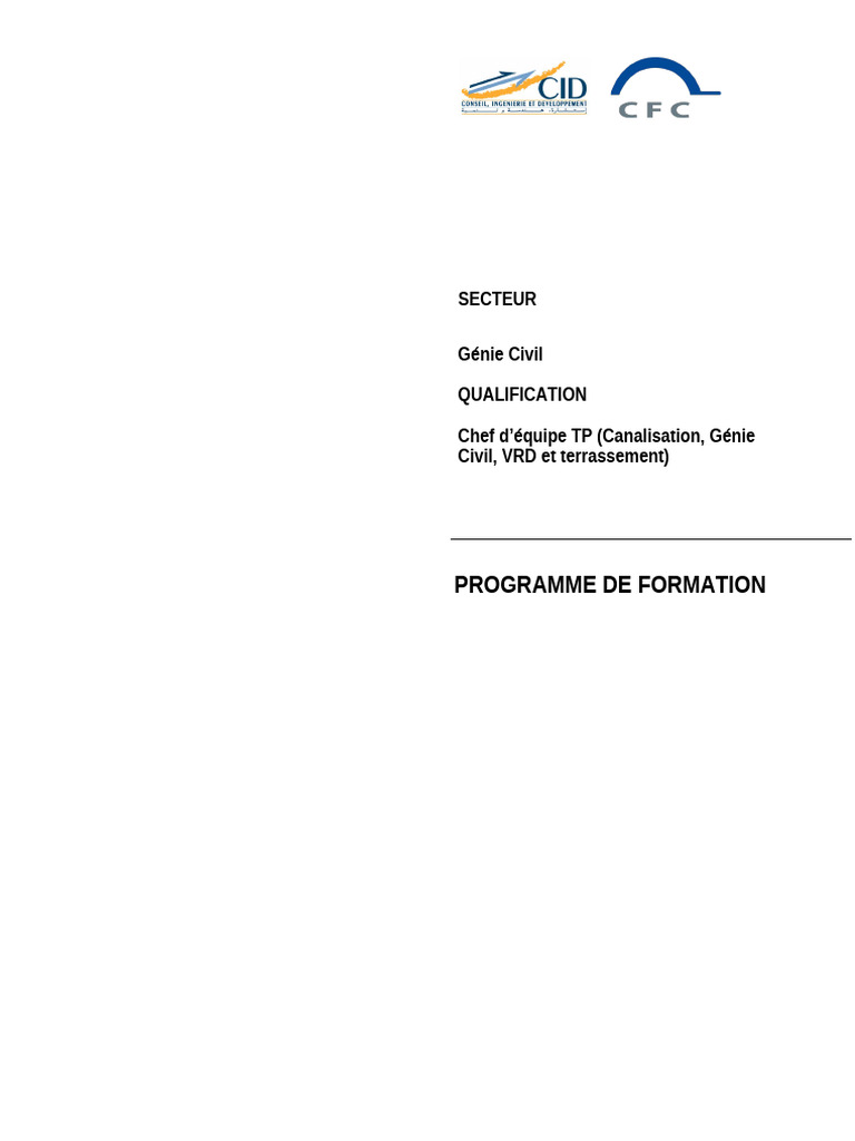 Programme de Formation en Génie Civil | PDF | Intégral | Équations