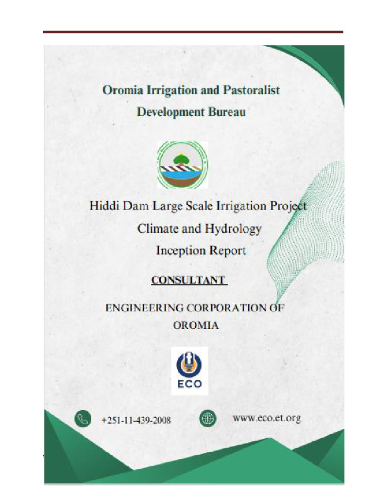 Hidi Dam Irrigation Inception Report | PDF | Drainage Basin | Flood