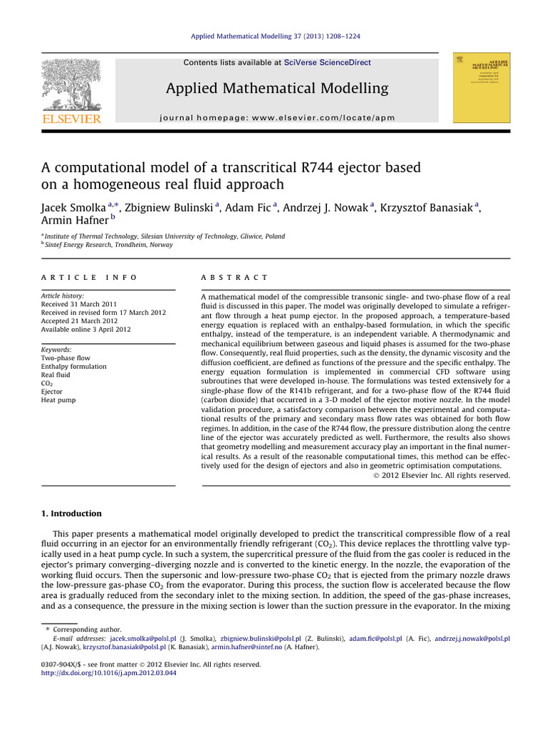 Transcritical R744 Ejector Model Analysis | PDF | Fluid Dynamics ...