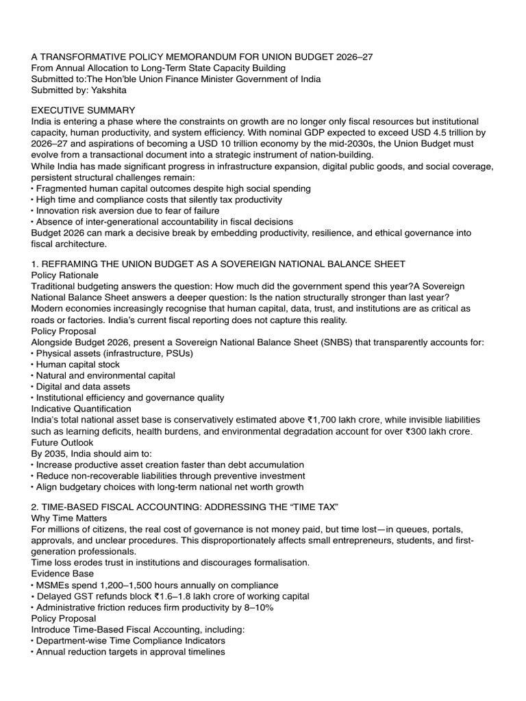 Transforming India's Union Budget 2026 | PDF | Government Budget ...