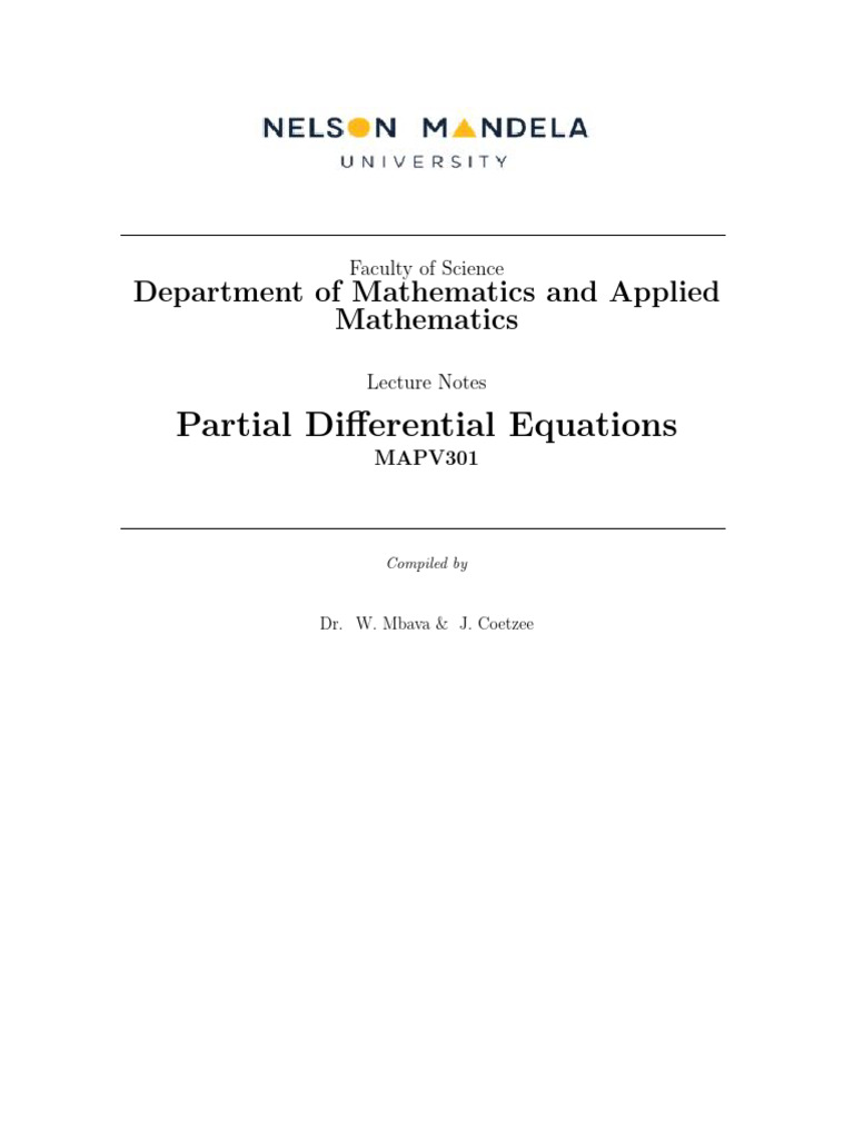 Lecture Notes on Partial Differential Equations | PDF | Partial ...