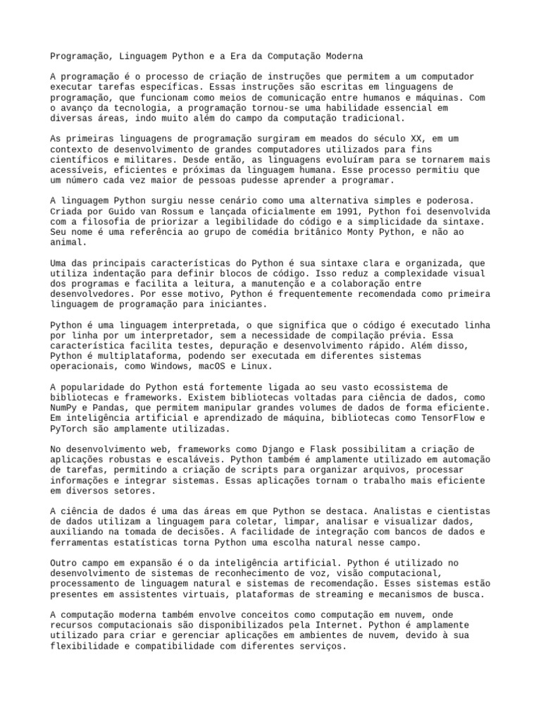 Python: A Linguagem da Programação Moderna | PDF | Python (linguagem de ...