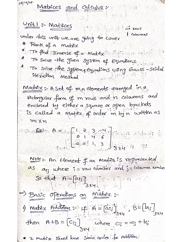 Unit 1 Matrices | PDF