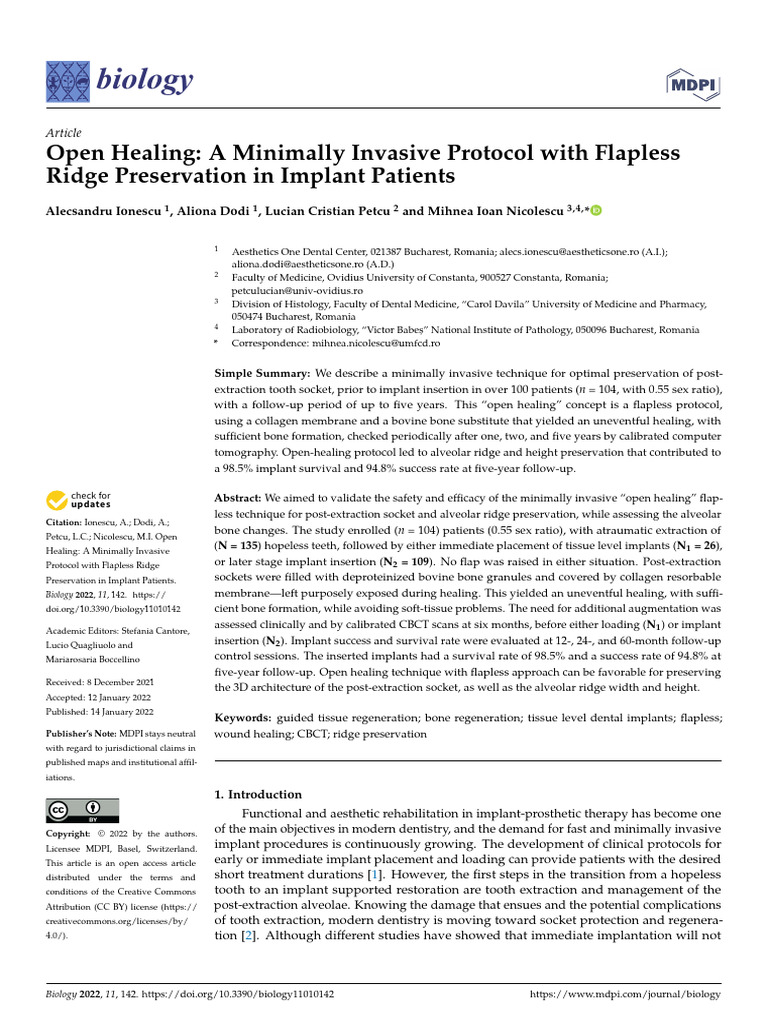 Minimally Invasive Flapless Ridge Preservation | PDF | Dental Implant ...