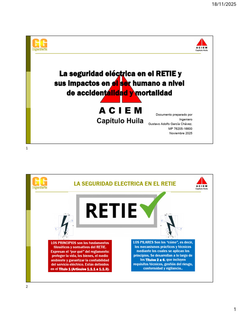 La Seguridad Eléctrica en El RETIE y Sus Impactos en El Ser Humano A ...