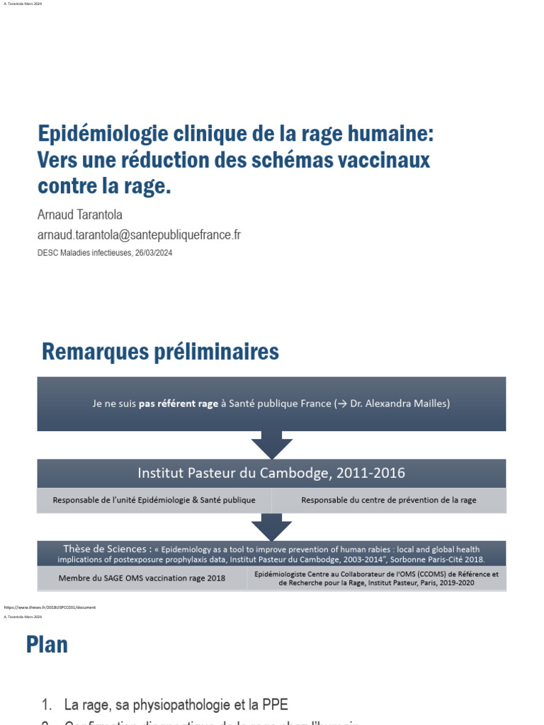 Épidémiologie de la rage humaine 2024 | PDF | Rage (maladie) | Vaccination