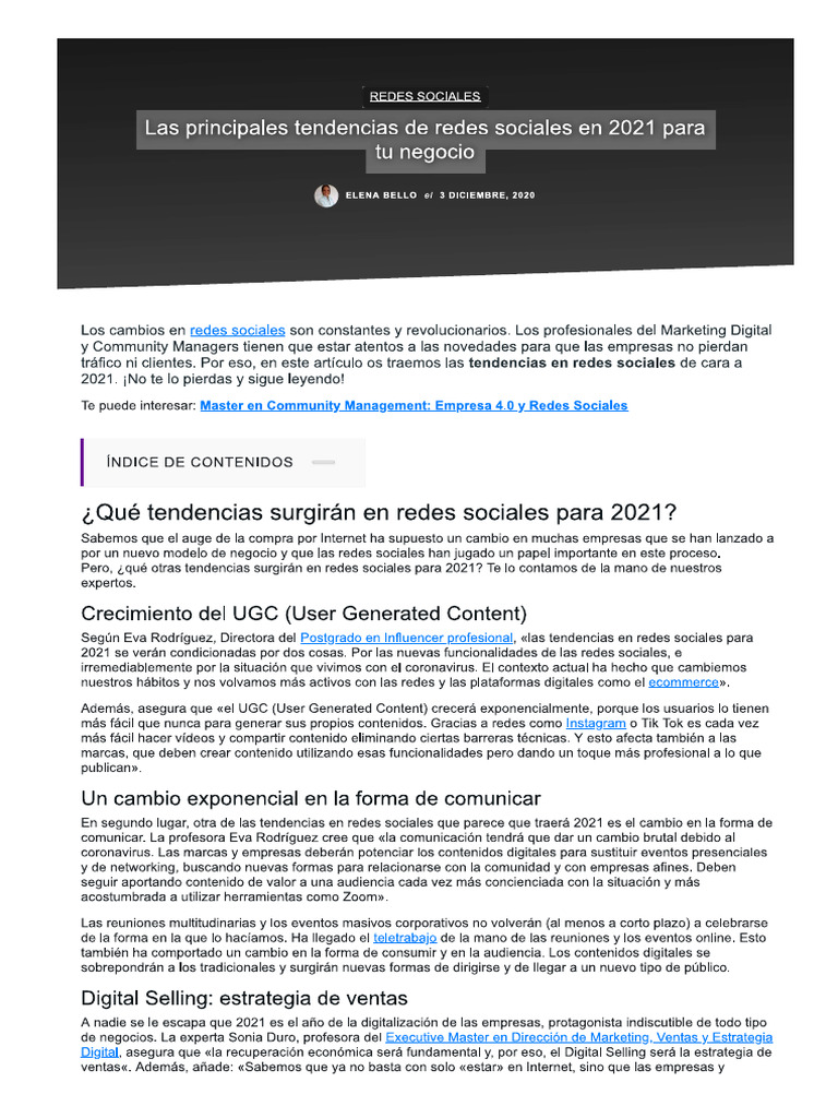 Las Principales Tendencias de Redes Sociales en 2021 | PDF