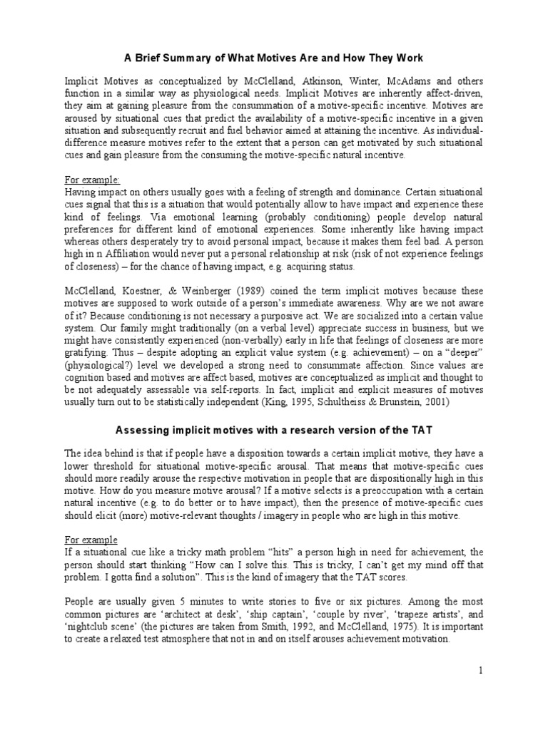 TAT Scoring | PDF | Motivation | Motivational