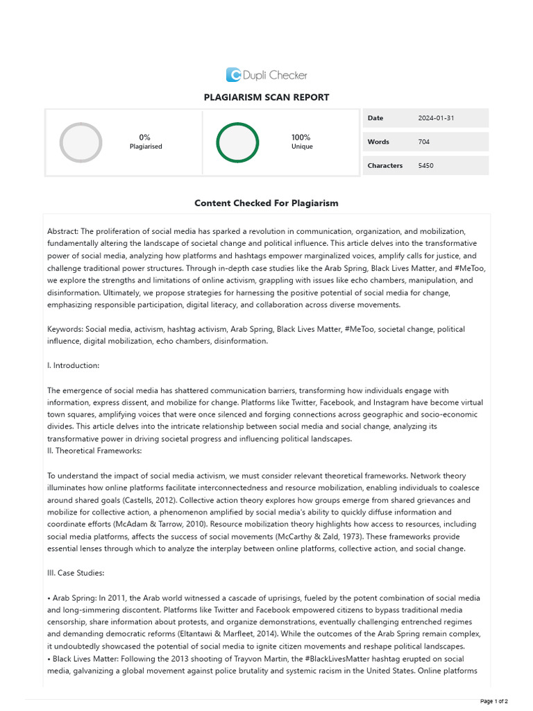 Social Media's Role in Activism | PDF | Social Media | Popular Culture ...
