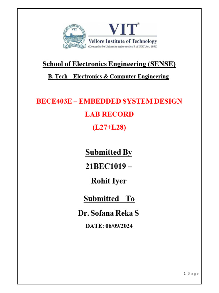 21bec1019 Embedded Lab-6 | PDF | Servomechanism | Computer Engineering