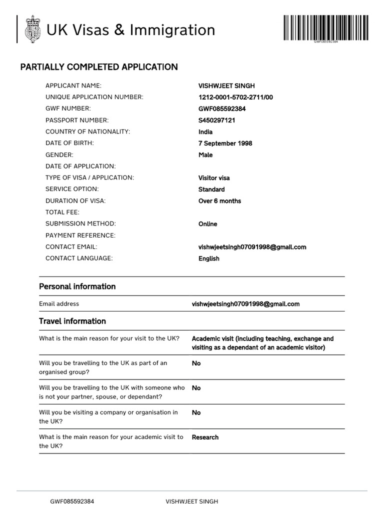 UK Visitor Visa Application for Academic Purpose | PDF | Travel Visa