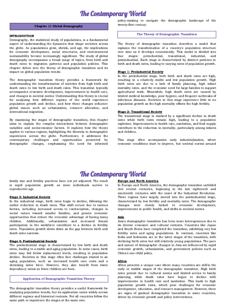 Global Demography and Population Trends | PDF | Human Migration ...