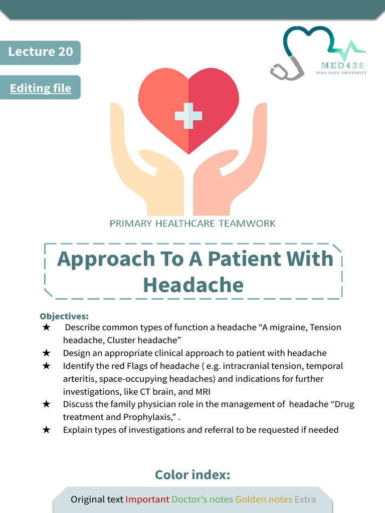 Guideline for Managing Headaches in Adults | PDF | Headache | Migraine