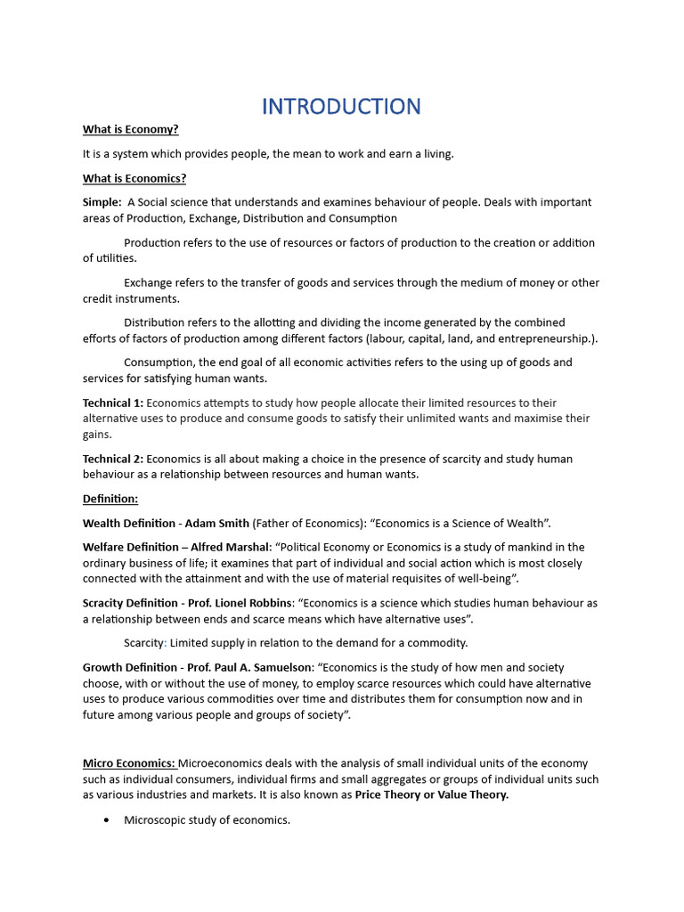 Final UNIT 1 | PDF | Microeconomics | Economics
