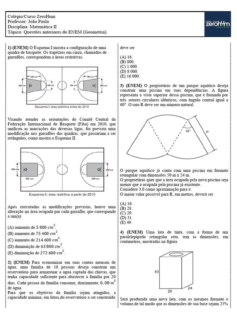 Questões de Geometria para ENEM | PDF