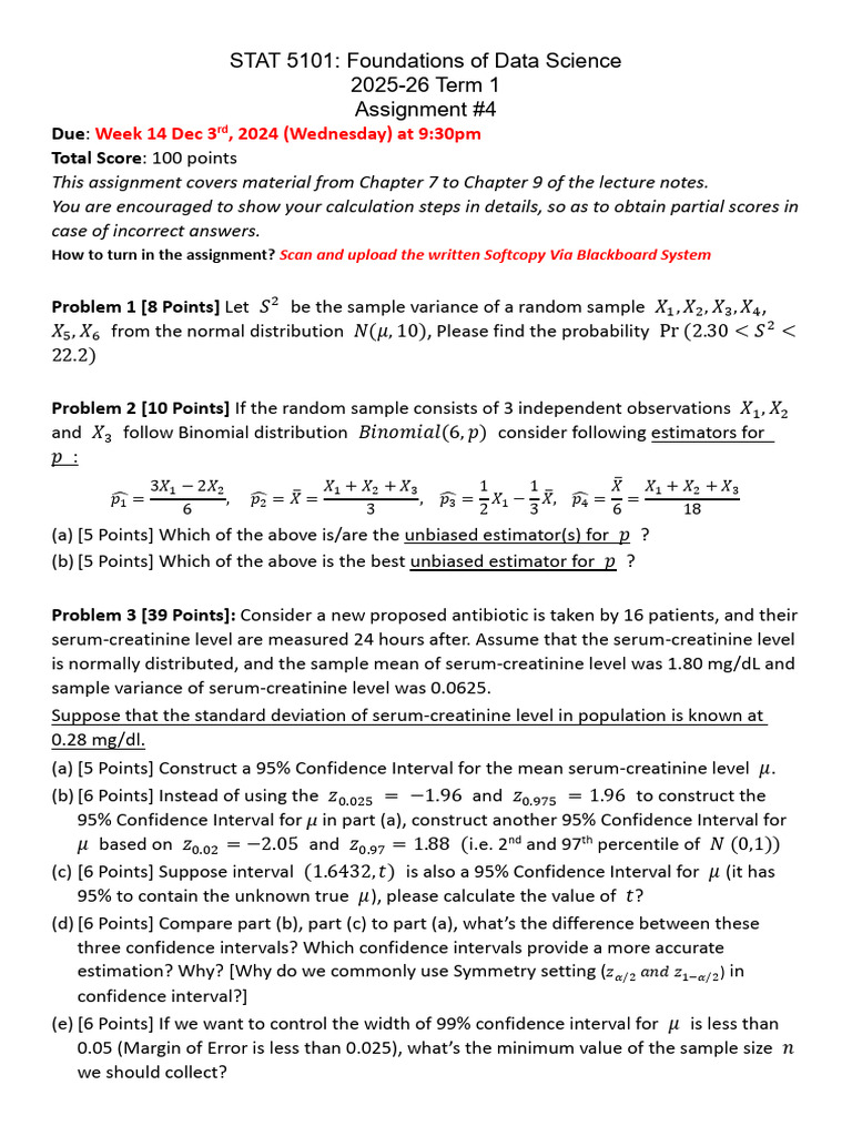 Assignment 4 5101 | PDF | Applied Mathematics | Statistical Theory