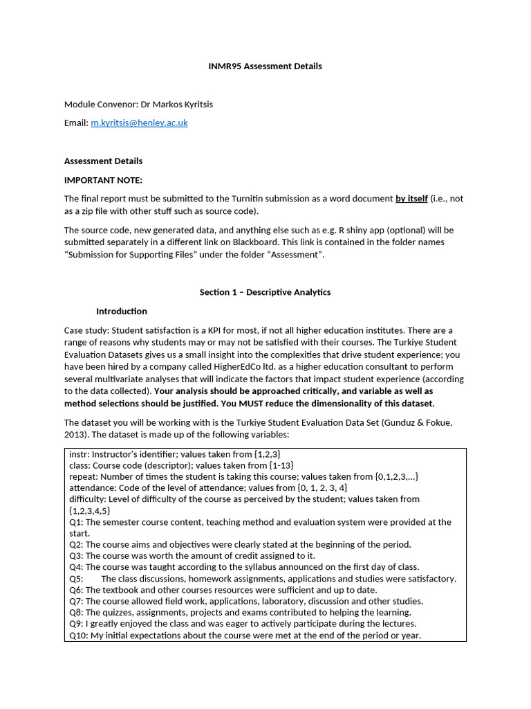 INMR95 Assessment Guidelines and Analysis | PDF | Categorical Variable ...