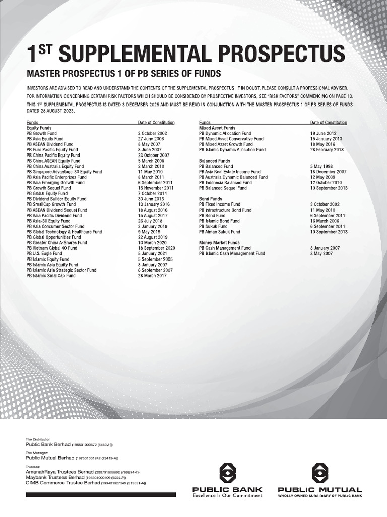 1st Supplemental Prospectus Overview | PDF | Investing | Margin (Finance)