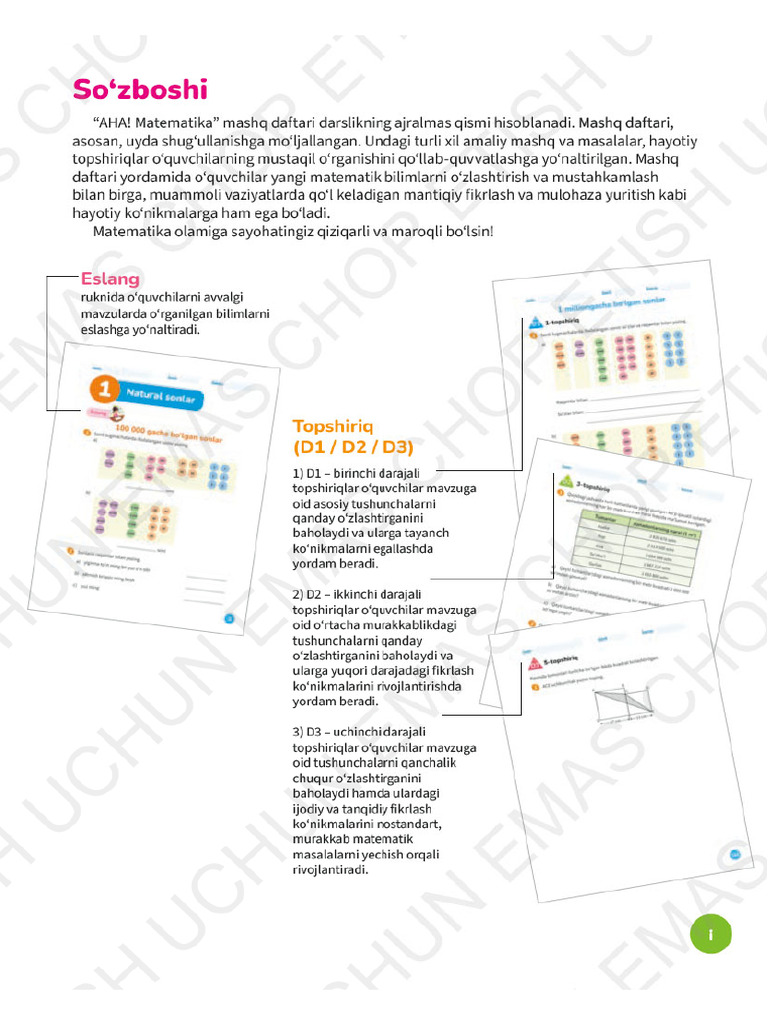 5-Sinf Matematika Mashq Daftari | PDF