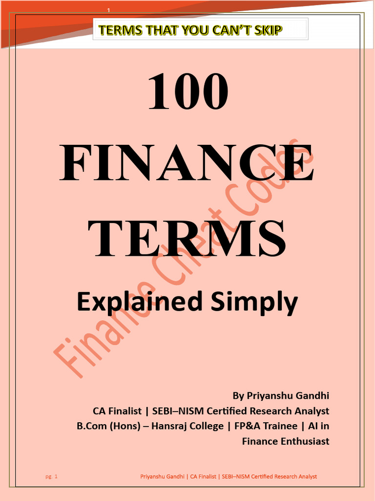 Essential Finance Terms Simplified | PDF | Discounted Cash Flow | Book ...
