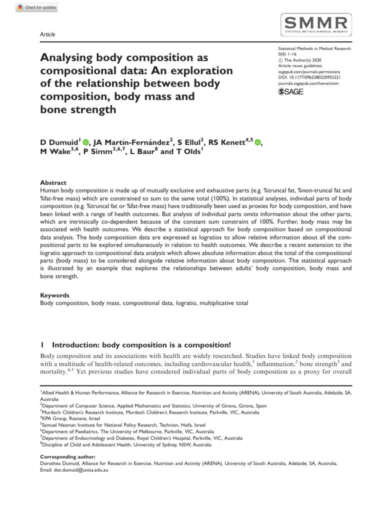 Compositional Data Analysis of Body Composition | PDF | Dependent And ...