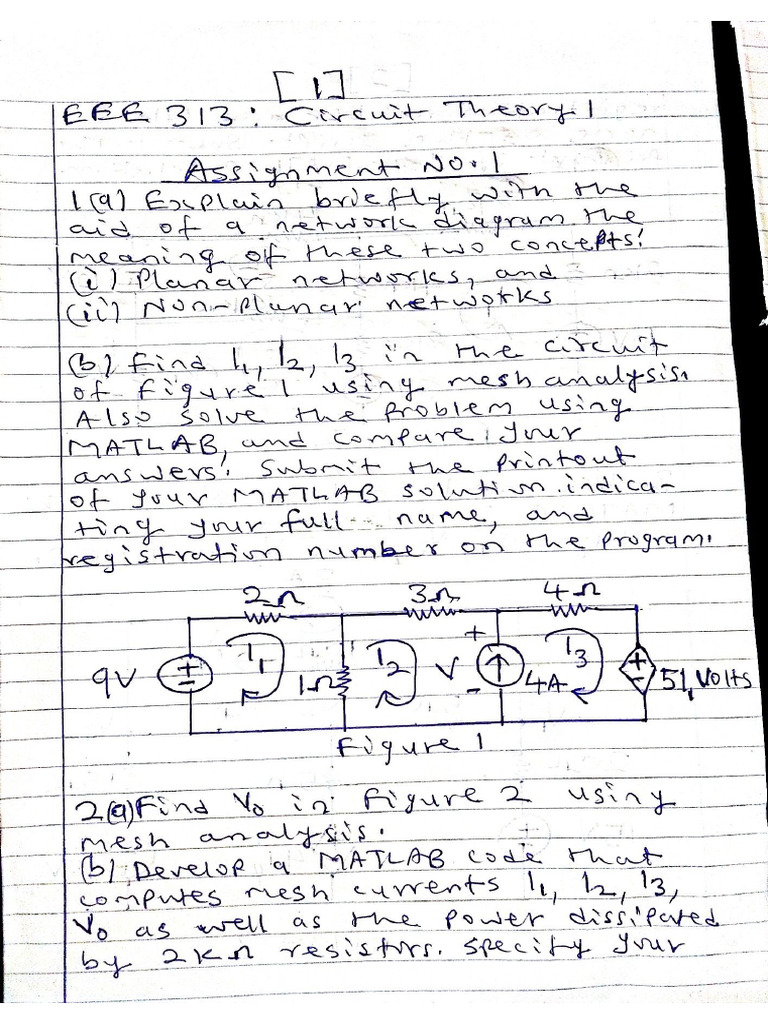EEE 313 (CIRCUIT THEORY) HOLIDAY ASSIGNMENT | PDF