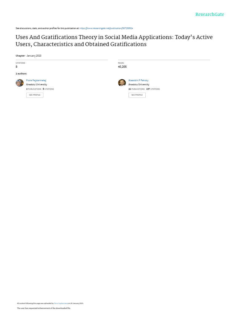 Uses and Gratifications Theoryin Social Media Applications Todays ...