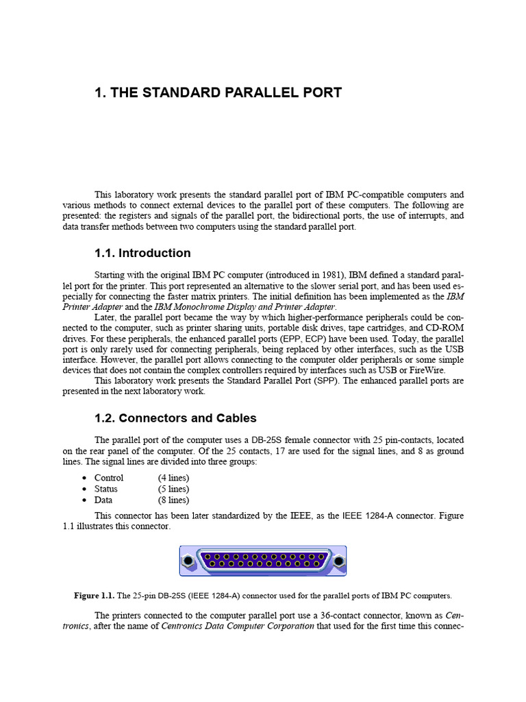 Standard Parallel Port Overview | PDF | Input/Output | Operating System