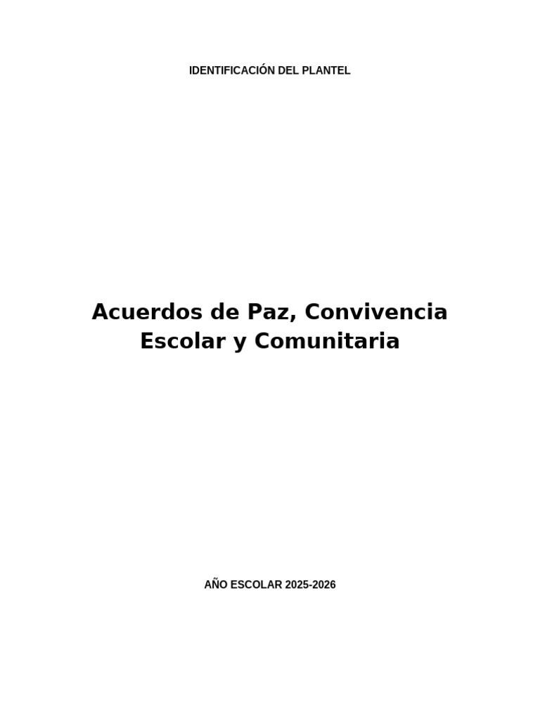Acuerdos de Paz y Convivencia Escolar 2025-2026 | PDF | Institución ...