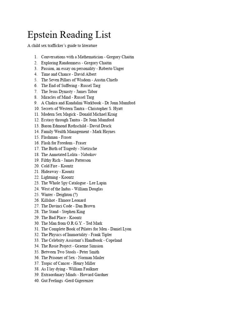 Epstein's Controversial Reading List | PDF
