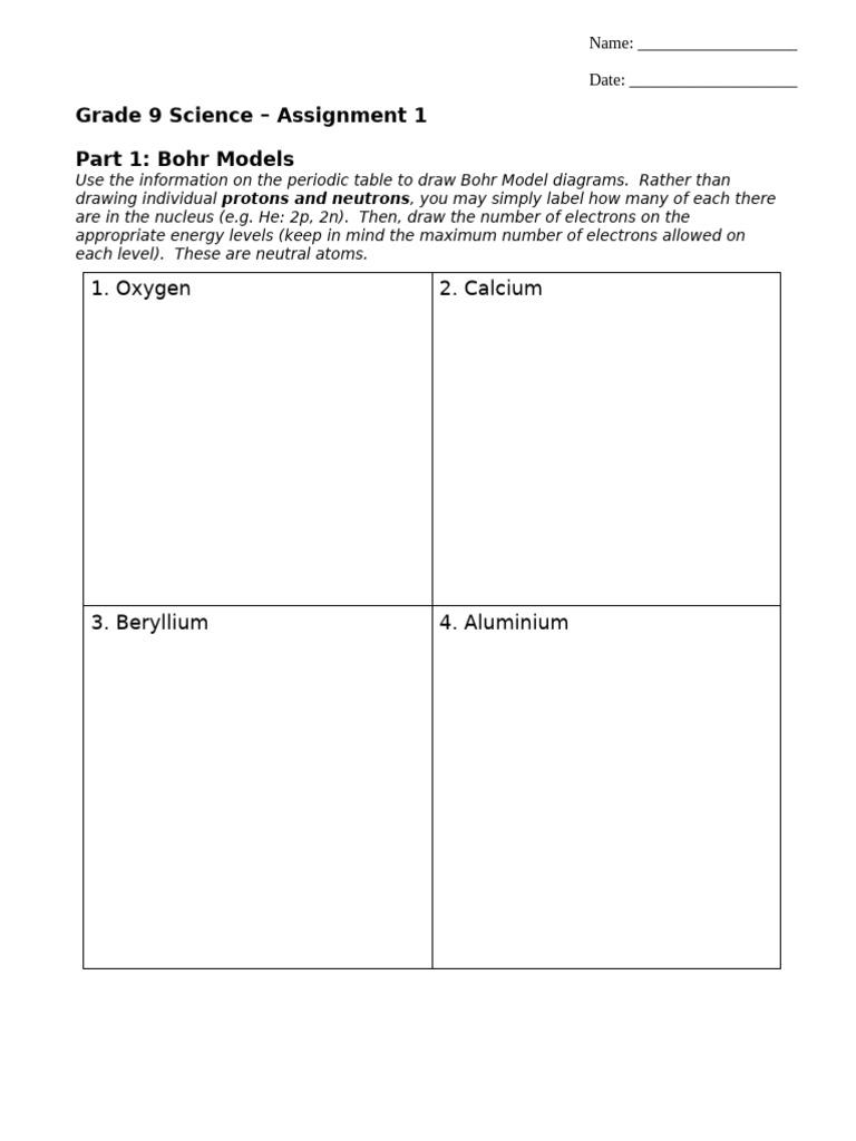 Grade 9 Science: Bohr Models & Periodic Table | PDF | Chemical Elements ...