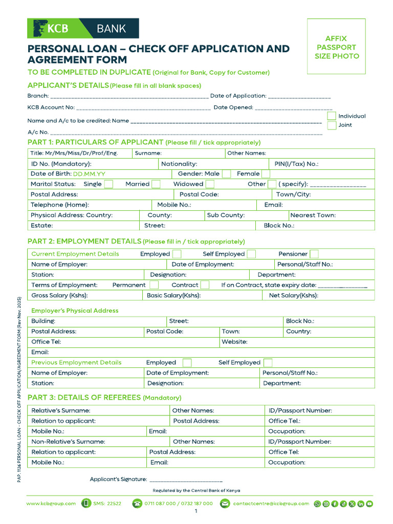 Pap 1126 Personal Loan-Check Off Application - Agreement Form (Revised ...
